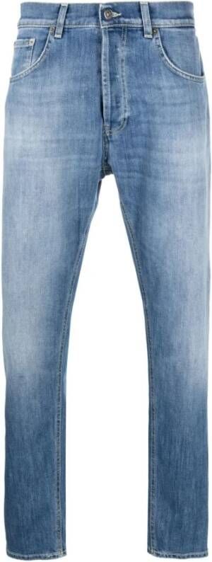 Dondup Stonewashed Mid-Rise Denim Jeans Blauw Heren