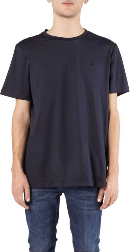 Dondup Regular Fit Katoenen T-Shirt met Voorlogo Blue Heren