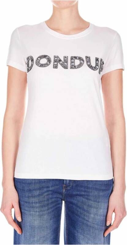 Dondup T-shirt met paillettenlogo White Dames