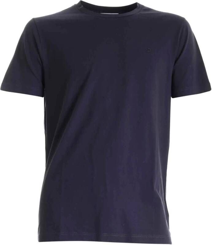 Dondup Regular Fit Katoenen T-Shirt met Voorlogo Blue Heren