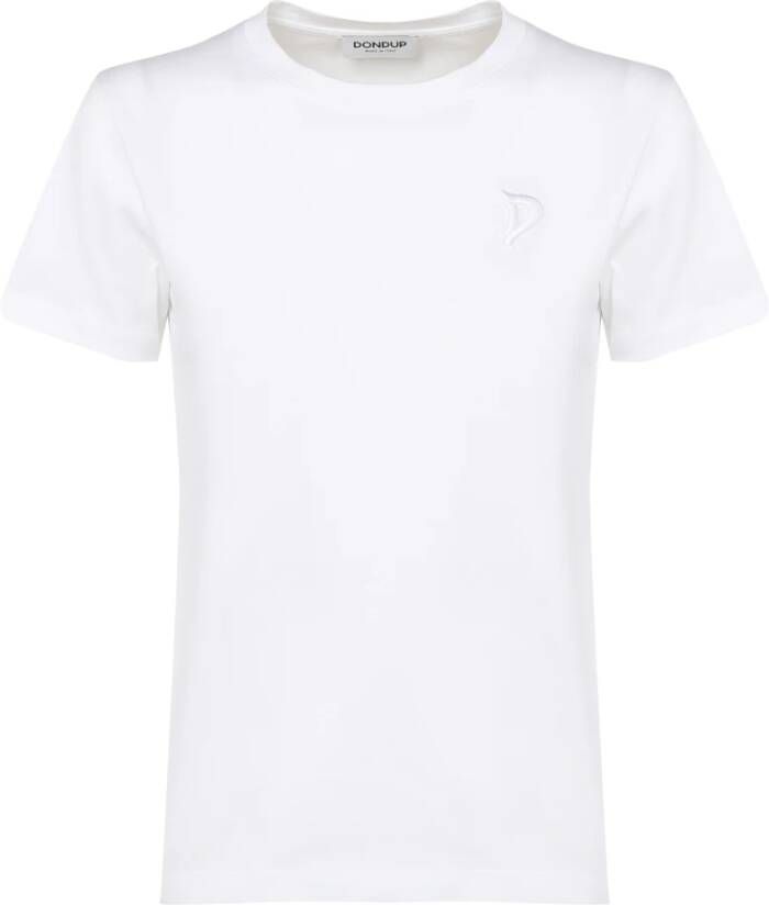 Dondup Witte Katoenen T-shirt met Geborduurd Logo White Dames