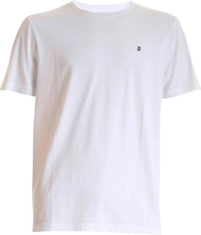 Dondup Witte Ribgebreide Crew Neck T-shirts en Polos White Heren