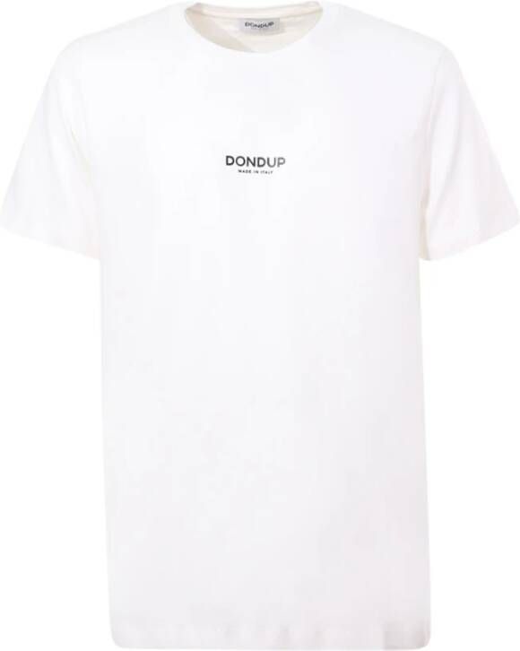 Dondup Witte Logo T-shirt Regular Fit White Heren