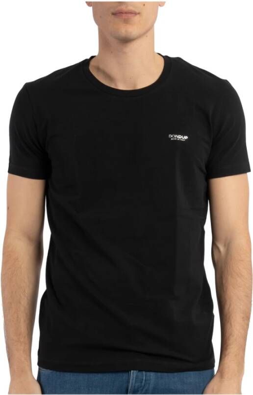 Dondup Slim Fit Crew-neck Logo Print T-shirt Black Heren