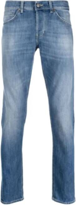 Dondup Faded Straight Leg Jeans Blauw Heren