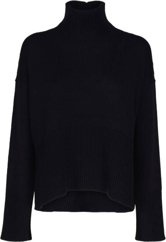 Dondup Gezellige Zwarte Wollen Coltrui Black Dames