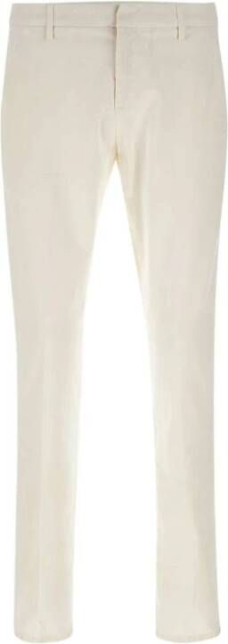 Dondup Witte broek met logo en ritssluiting knoopsluiting White Heren
