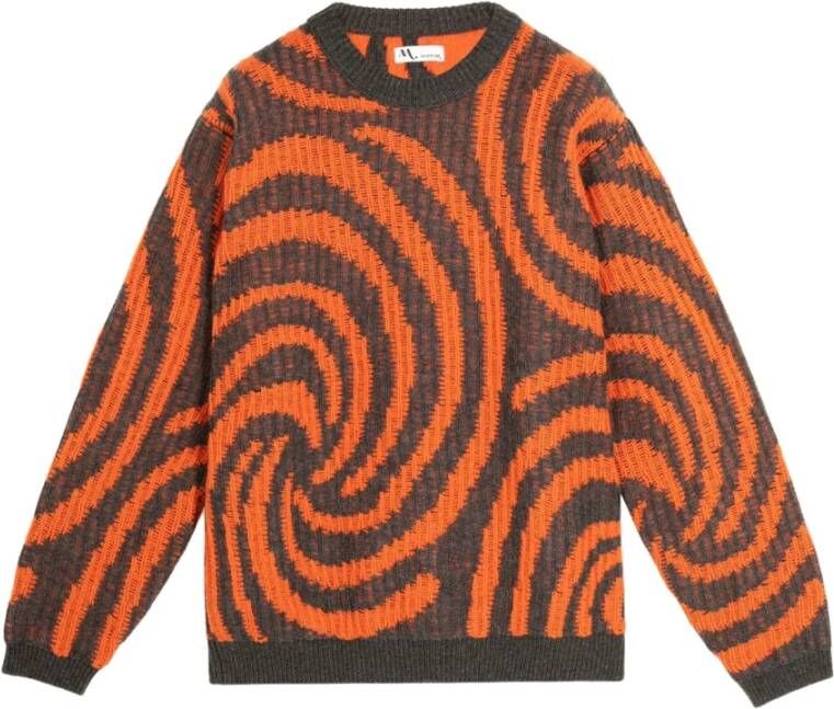 Doppiaa Aappio Shetland Wool Jacquard Sweater Oranje Heren