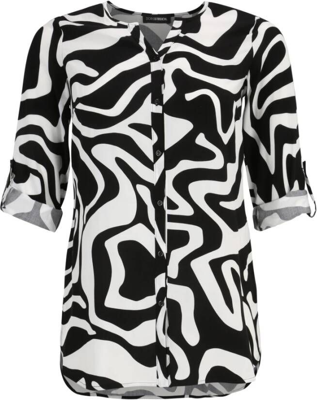 Doris Streich Lange blouse 100% viscose Van zwart