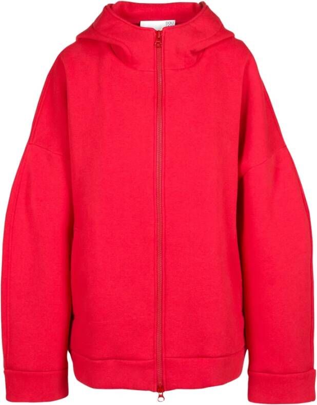 Douuod Woman Hoge nek hoodie Red Dames