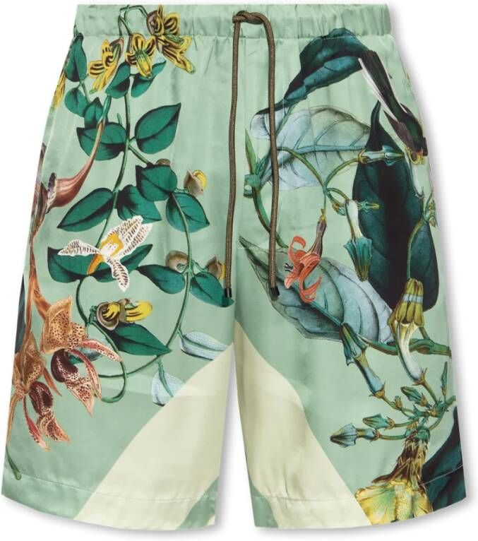 Dries Van Noten Bedrukte shorts Groen Heren