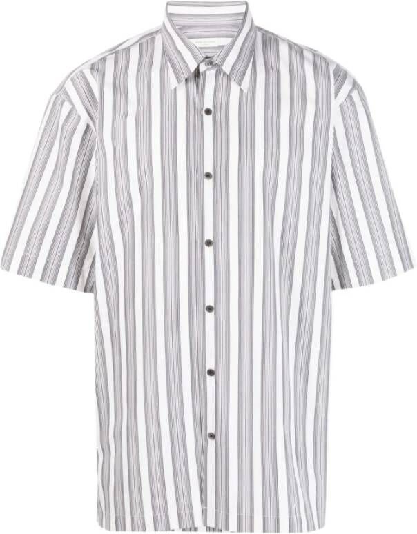 Dries Van Noten Gestreept korte mouw overhemd voor heren Gray Heren