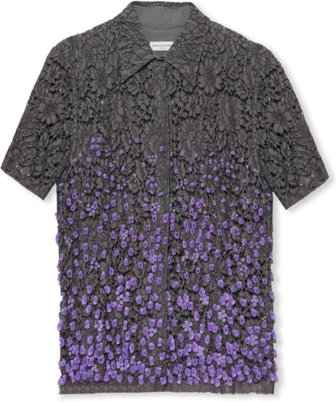 Dries Van Noten Kantenshirt Purple Dames