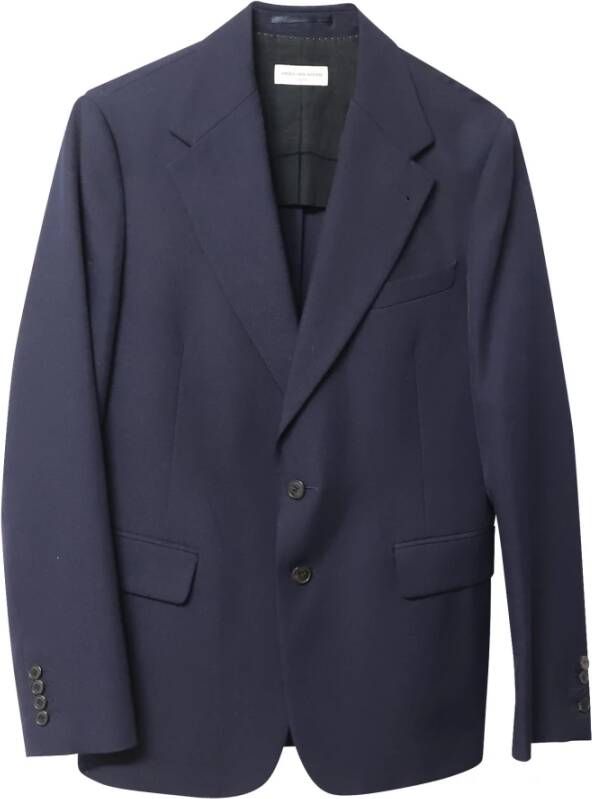 Dries van Noten Pre-owned Dries Van Noten Single Breasted Blazer in Navy Blue Wool Grijs Heren