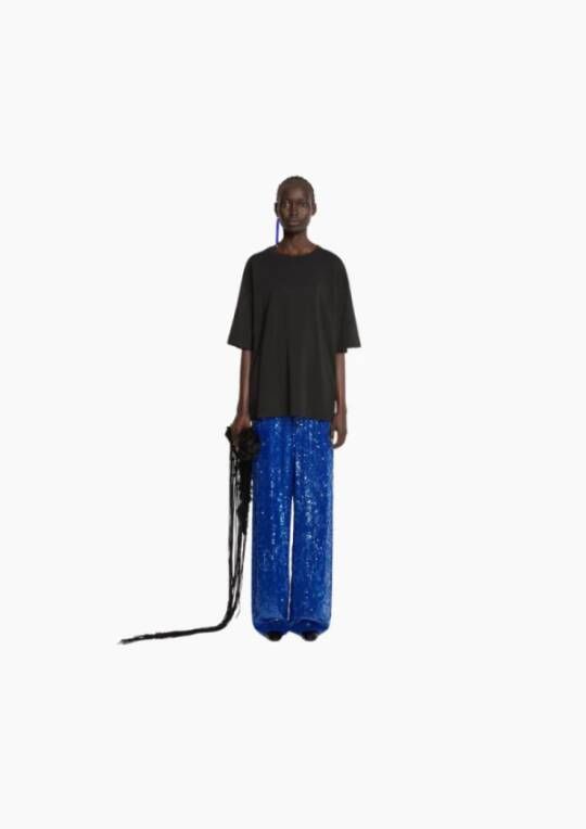 Dries Van Noten Oversized T-Shirt uit de Lente Zomer 2023 Collectie Black Dames