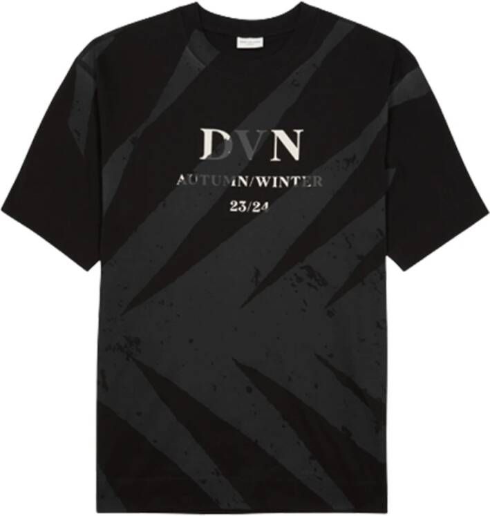 Dries Van Noten Zwart `Show` Zeefdruk T-shirt Black Heren