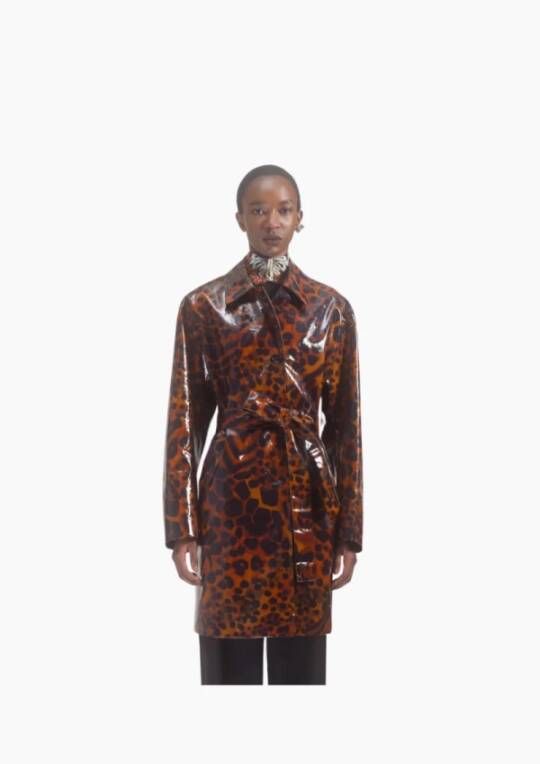 Dries Van Noten Trenchcoat met luipaardprint Brown Dames