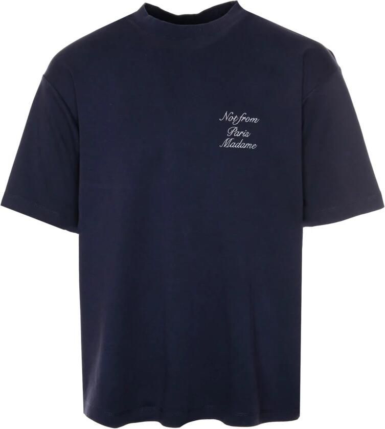 Drole de Monsieur Blauw Gekalligrafeerd Slogan T-shirt Blue Heren