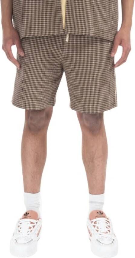 Drole de Monsieur Katoenen Tweed Elastische Shorts met Logo Patch Multicolor Heren
