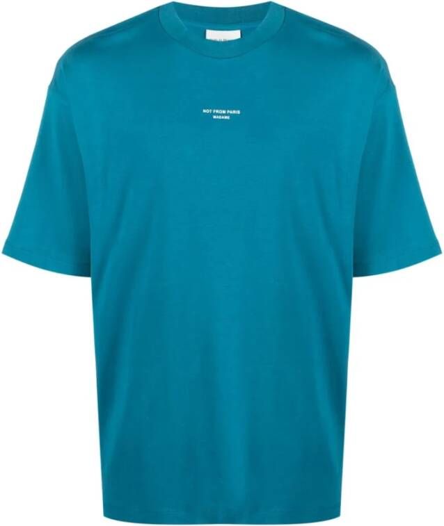 Drole de Monsieur Klassiek Nfpm Blauw Eend T-shirt Maat L Blauw Heren