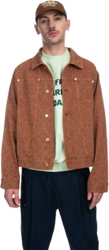 Drole de Monsieur Azulejos Print Denim Jack Brown Heren