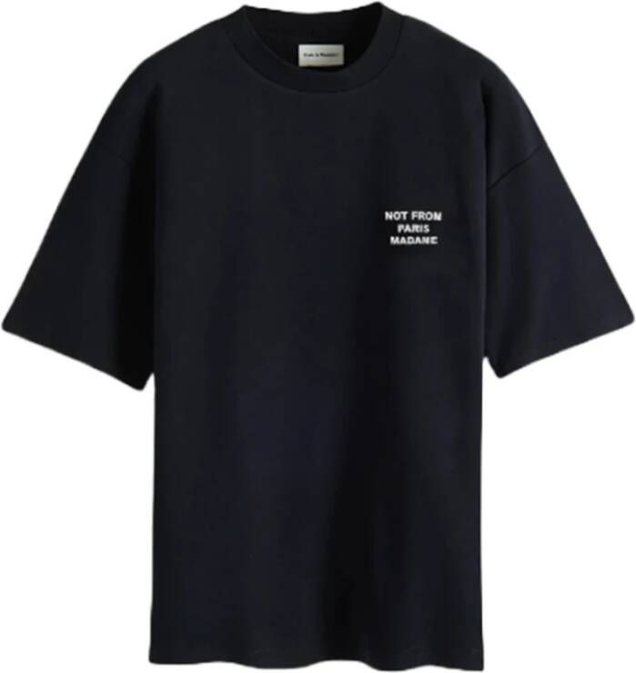 Drole de Monsieur Zwarte Katoenen T-shirt met Voor- en Achterprint Black Heren