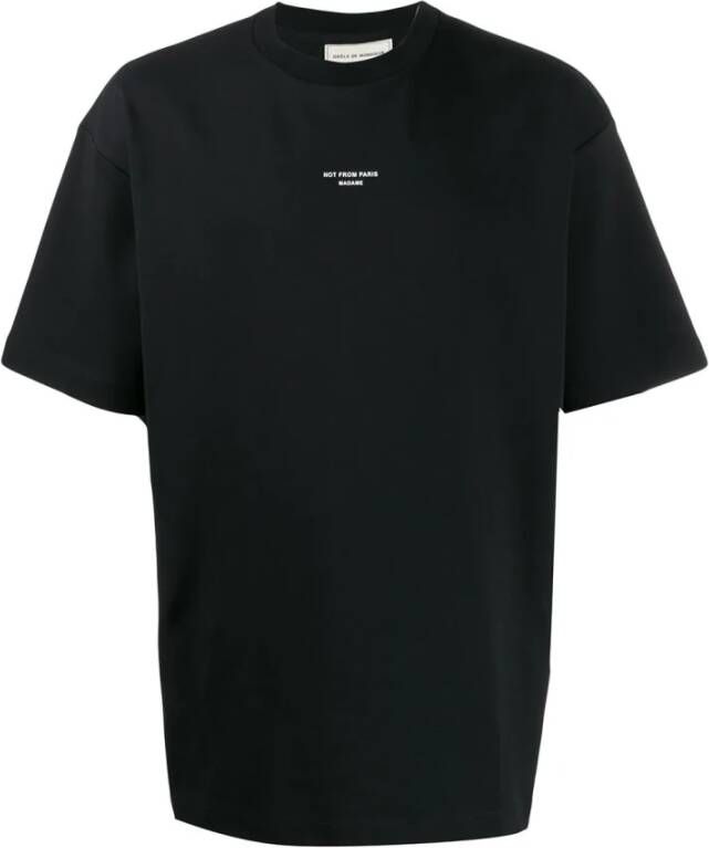 Drole de Monsieur Zwarte katoenen T-shirt met logo Black Heren