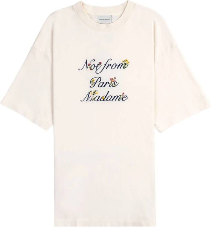 Drole de Monsieur Crèmewitte Katoenen T-shirt met Slogan White Heren