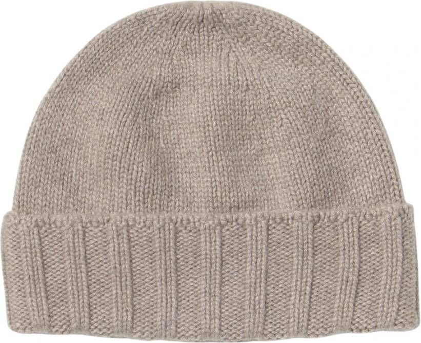 Drumohr Cashmere Kabel Gebreide Beanie Beige Heren