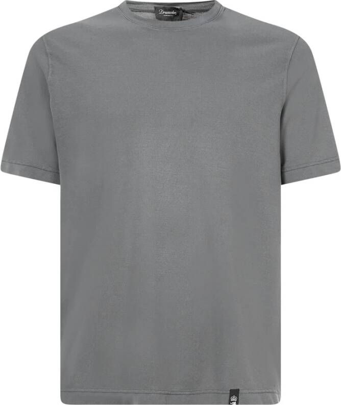 Drumohr Cotton Crew Neck T-Shirt Grijs Heren