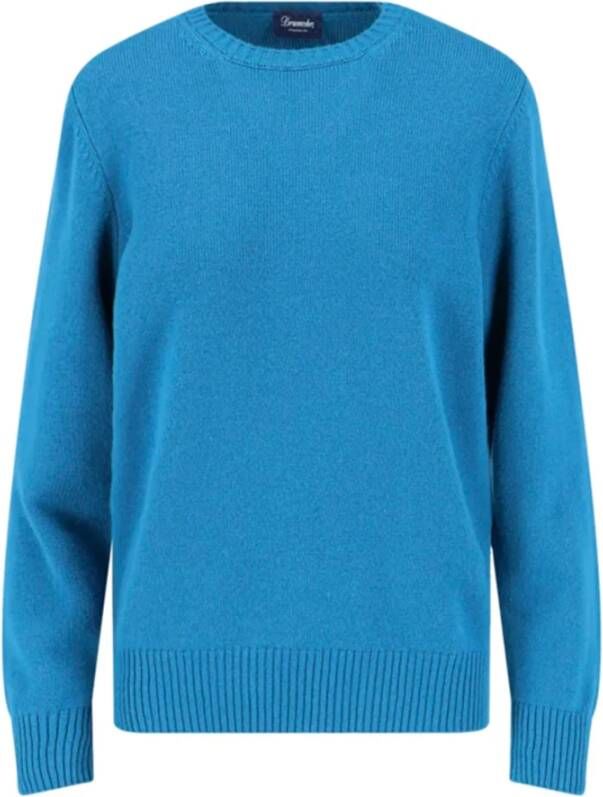 Drumohr Klassieke Crew Neck Sweater Blue Heren