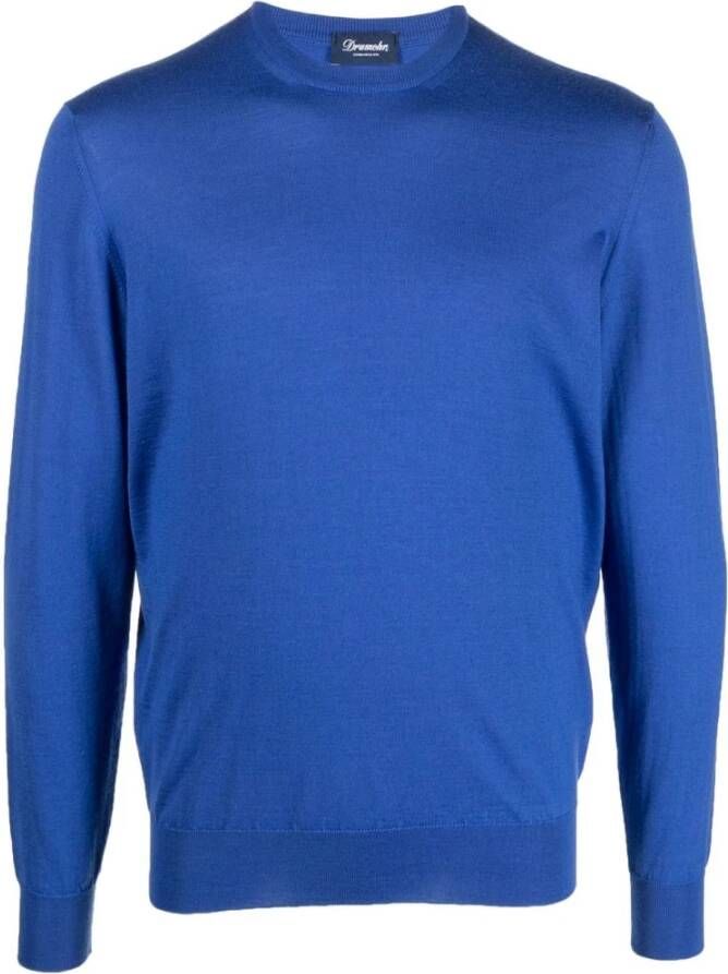 Drumohr Round-Neck Sweater Blauw Heren