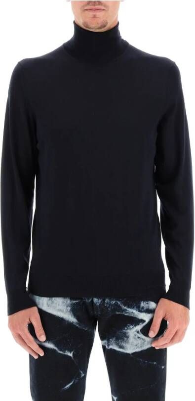 Drumohr turtleneck sweater in superfine merino wool Blauw Heren