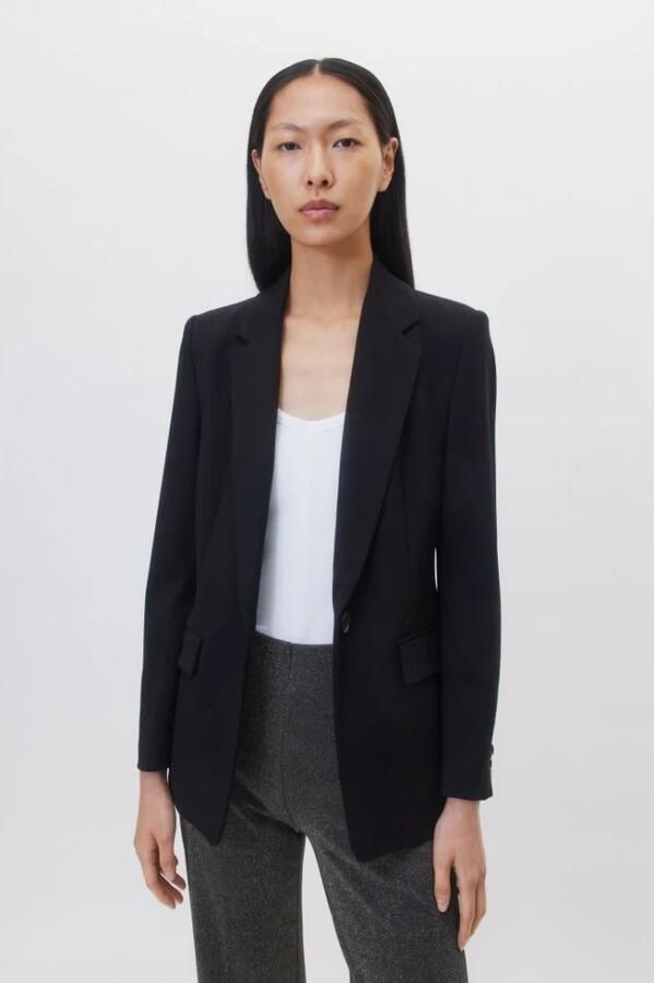 Drykorn Atlin_2 Blazer Zwart Slim Fit Schoudervullingen Black Dames