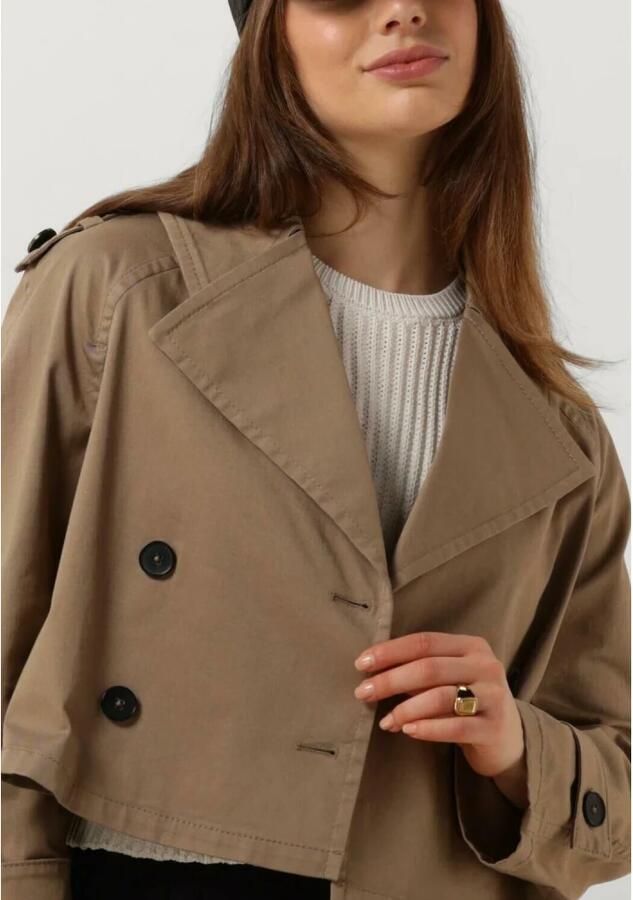 Drykorn Dubbelrijige jas met arm details Brown Dames