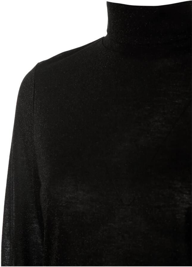 Drykorn Semitransparante Slim Fit Coltrui Longsleeve Black Heren