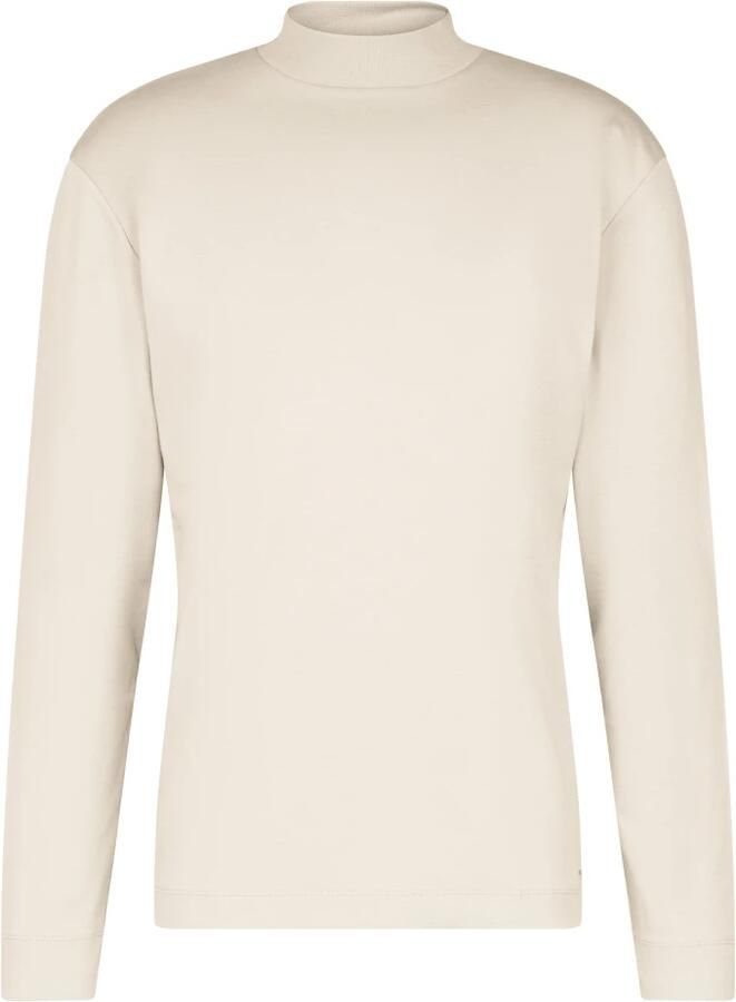 Drykorn Heren Longsleeve met opstaande kraag en geribbelde textuur Beige Heren