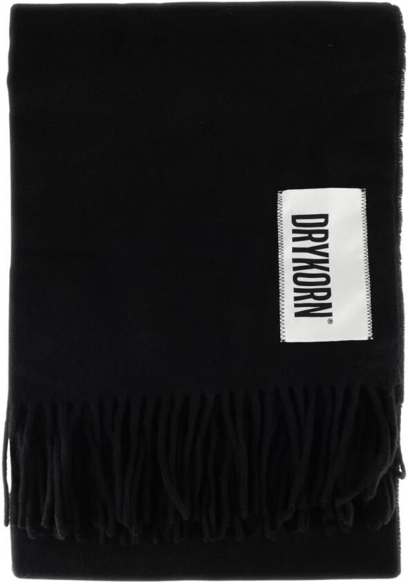 Drykorn Sjaal van wol met labelpatch model 'GAZE'