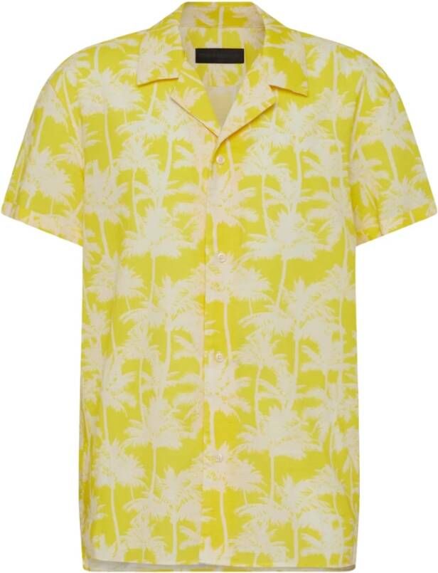 Drykorn Korte mouwen overhemd met palmboom patroon Yellow Heren