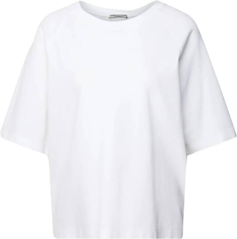 Drykorn T-shirt met geribde ronde hals model 'FIENE'