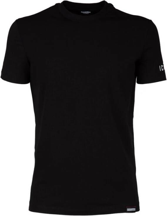 Dsquared2 Aansluitend Ronde Hals Korte Mouw T-shirt met Decoratieve Zijkant Tekst Zwart Heren