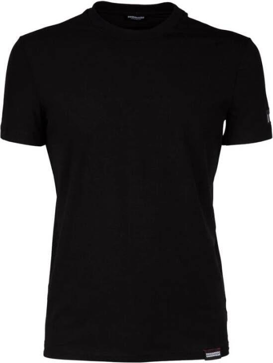 Dsquared2 Aansluitend Ronde Hals Korte Mouw T-shirt met Decoratieve Zijkant Tekst Zwart Heren