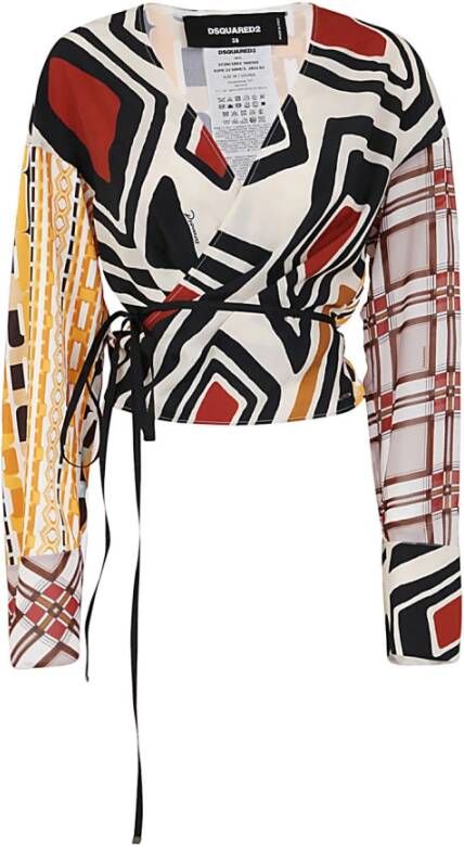 Dsquared2 Abstract Wrap Blouse Beige Dames