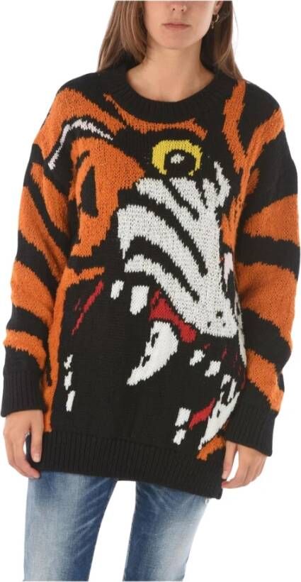 Dsquared2 animal patterned crew-neck sweater M US Bruin Dames