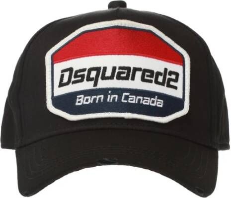 Dsquared2 Verstelbare Zwarte Logo-Geborduurde Baseballpet Black Heren