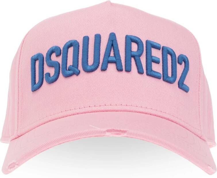 Dsquared2 Trendy roze baseballpet met logo borduursel Pink Heren