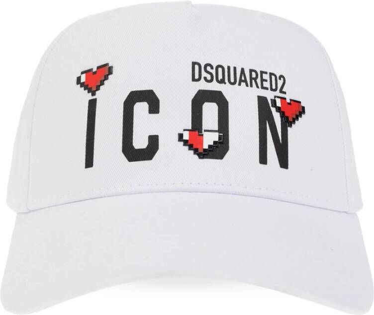Dsquared2 Icon Logo Baseball Cap Wit White Dames
