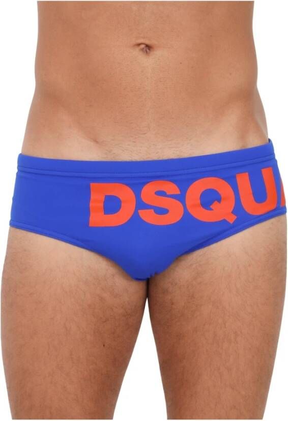 Dsquared2 Zwemkleding met Logo en Trekkoord Blauw Heren