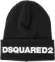 Dsquared2 Zwarte Logo Wol Hoed met Opgeklapte Klep Black Heren - Thumbnail 1