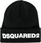 Dsquared2 Zwarte Logo Wol Hoed met Opgeklapte Klep Black Heren - Thumbnail 1